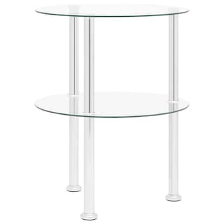 Foto 3 | Mesa Auxiliar Vidaxl Modern De 2 Niveles De Vidrio Transparente Con Acero - Venta Internacional.