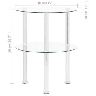 Foto 7 | Mesa Auxiliar Vidaxl Modern De 2 Niveles De Vidrio Transparente Con Acero - Venta Internacional.