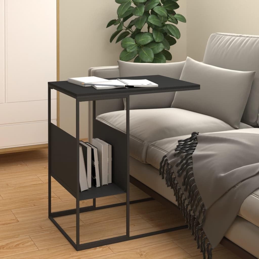 Foto 2 | Mesa Auxiliar Vidaxl Elegante Madera De Ingeniería Con Diseño En C  Color Negro - Venta Internacional.