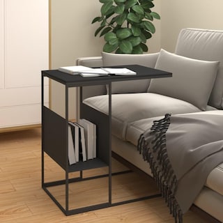 Foto 2 | Mesa Auxiliar Vidaxl Elegante Madera De Ingeniería Con Diseño En C Color Negro - Venta Internacional.