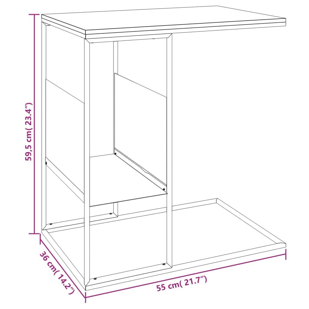 Foto 6 | Mesa Auxiliar Vidaxl Elegante Madera De Ingeniería Con Diseño En C  Color Negro - Venta Internacional.