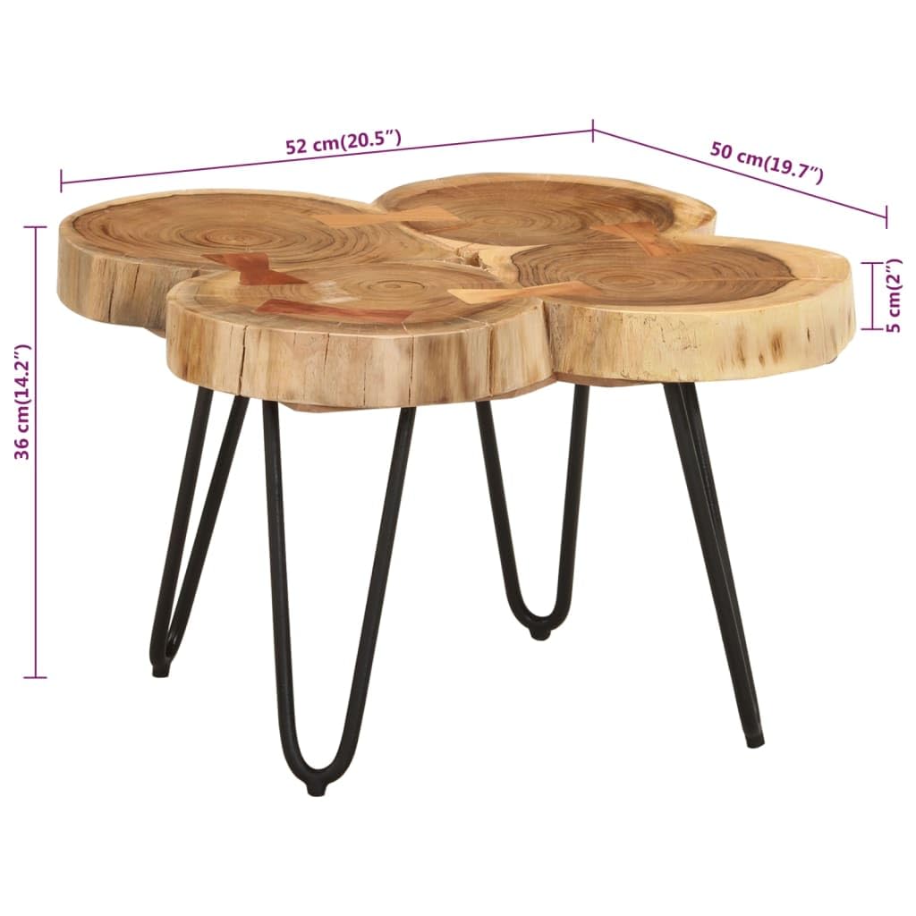 Foto 3 | Mesa De Café Vidaxl De Madera Maciza De Acacia Con Marco De Hierro 52 X 50 X 36 Cm - Venta Internacional.