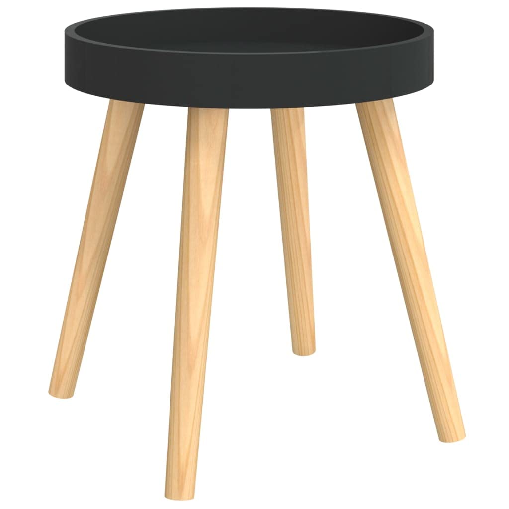 Mesa Auxiliar Vidaxl Con Extremo Redondo Y Patas De Madera De Pino Negro - Venta Internacional.