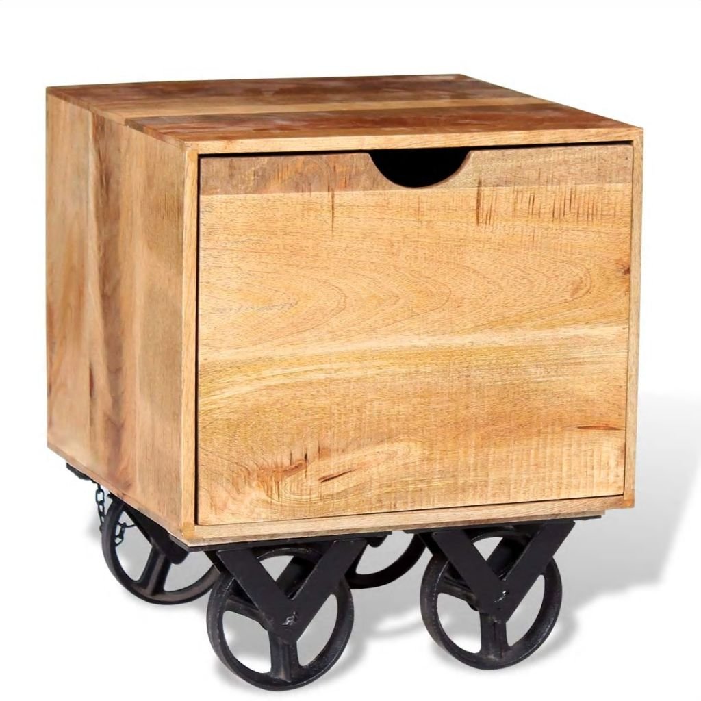 Foto 1 | Mesa Auxiliar Vidaxl De Madera De Mango De Estilo Industrial Con Ruedas  Color Marrón - Venta Internacional.