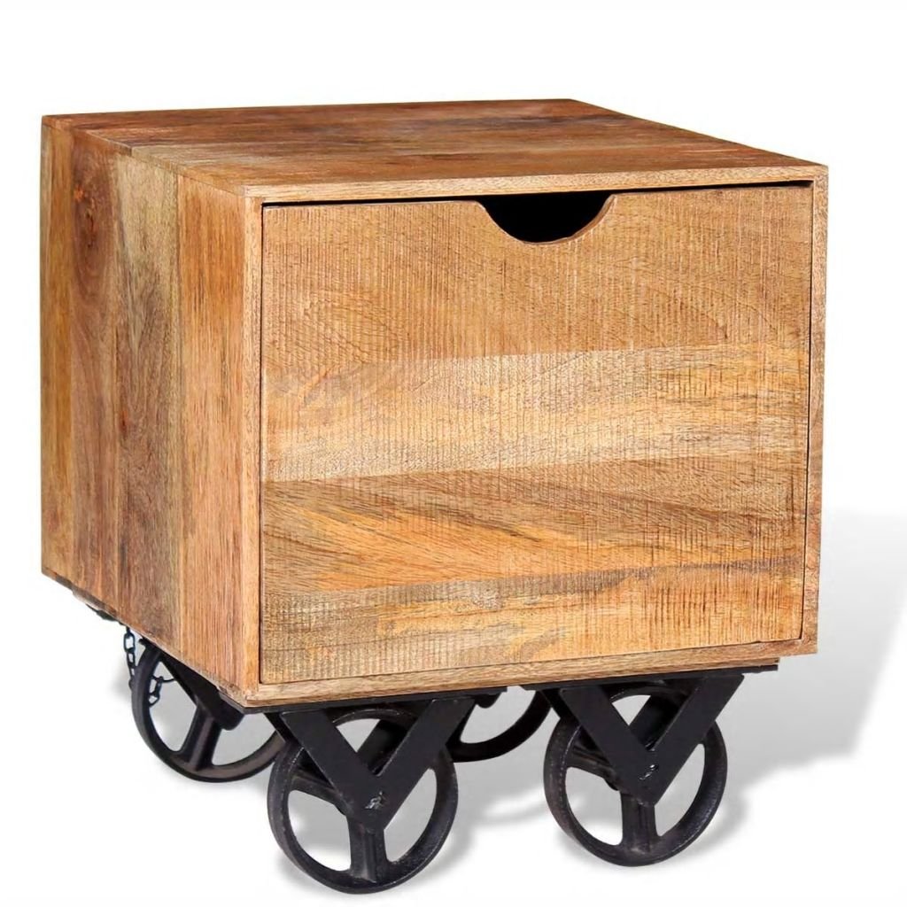 Foto 3 | Mesa Auxiliar Vidaxl De Madera De Mango De Estilo Industrial Con Ruedas  Color Marrón - Venta Internacional.