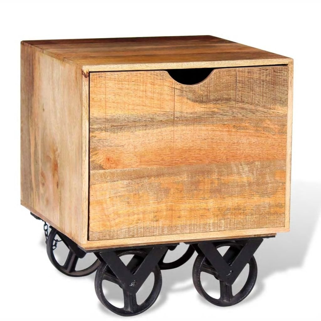 Foto 5 pulgar | Mesa Auxiliar Vidaxl De Madera De Mango De Estilo Industrial Con Ruedas  Color Marrón - Venta Internacional.