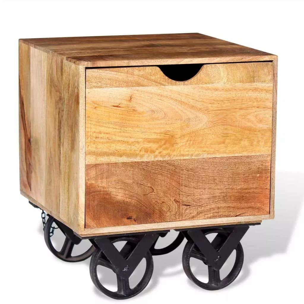 Foto 6 pulgar | Mesa Auxiliar Vidaxl De Madera De Mango De Estilo Industrial Con Ruedas  Color Marrón - Venta Internacional.