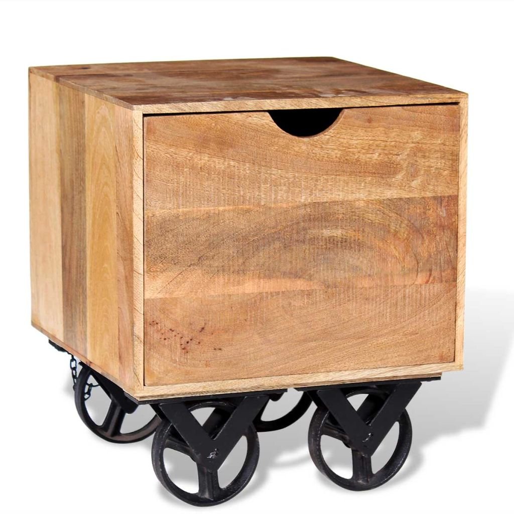 Foto 7 pulgar | Mesa Auxiliar Vidaxl De Madera De Mango De Estilo Industrial Con Ruedas  Color Marrón - Venta Internacional.