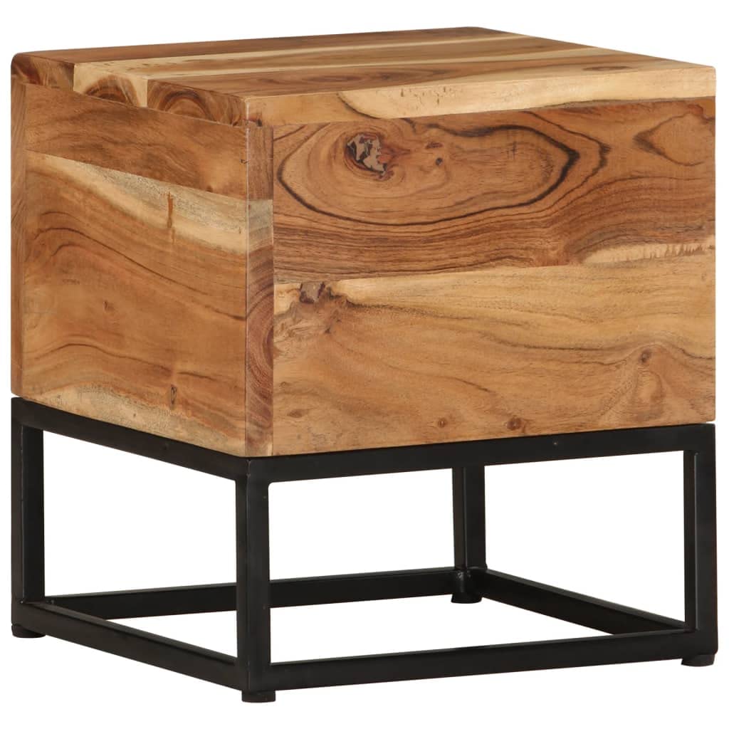 Mesa Auxiliar Vidaxl De Madera Maciza De Acacia 30 X 30 X 33 Cm Con Patas De Hierro - Venta Internacional.