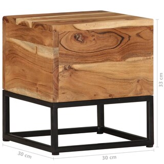 Foto 6 | Mesa Auxiliar Vidaxl De Madera Maciza De Acacia 30 X 30 X 33 Cm Con Patas De Hierro - Venta Internacional.