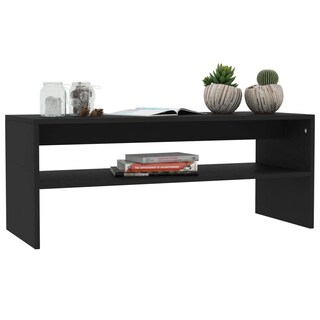 Foto 4 | Mesa De Café Vidaxl De Aglomerado Negro Con Estante 100x40x40 Cm - Venta Internacional.