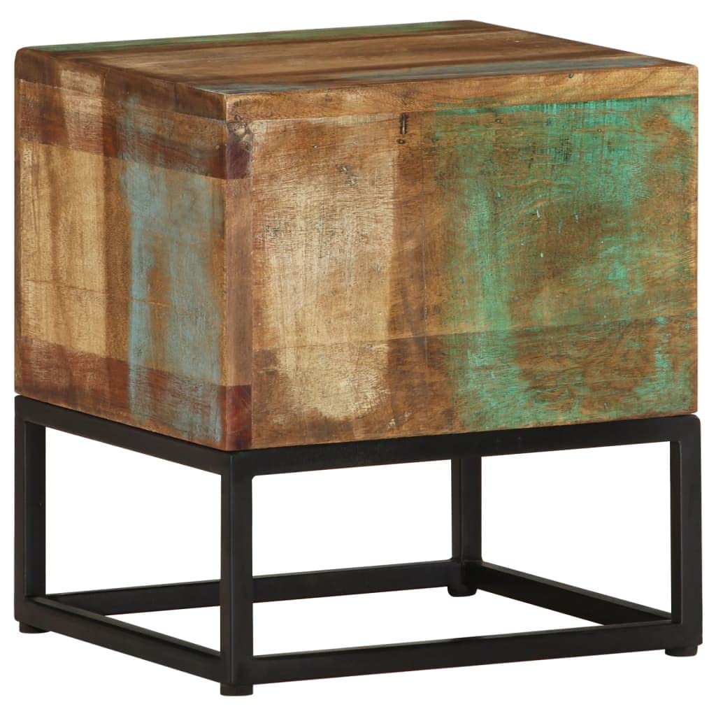 Mesa Auxiliar Vidaxl De Madera Maciza Reciclada De 30 X 30 X 33 Cm Con Patas De Hierro - Venta Internacional.