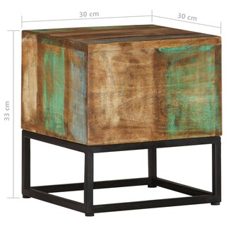 Foto 6 | Mesa Auxiliar Vidaxl De Madera Maciza Reciclada De 30 X 30 X 33 Cm Con Patas De Hierro - Venta Internacional.