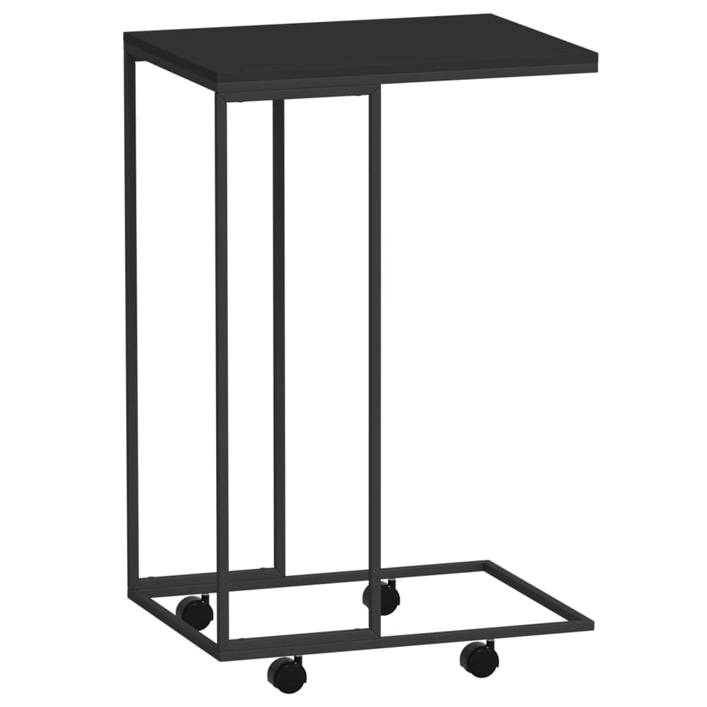 Foto 1 | Mesa Auxiliar Vidaxl En Forma De C Con Ruedas De Madera De Ingeniería Negra - Venta Internacional.