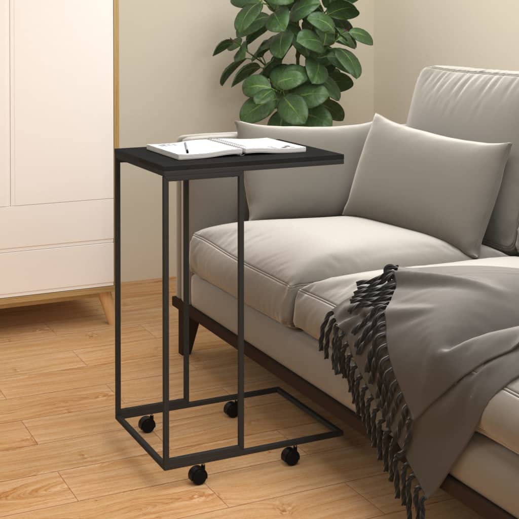 Foto 3 pulgar | Mesa Auxiliar Vidaxl En Forma De C Con Ruedas De Madera De Ingeniería Negra - Venta Internacional.
