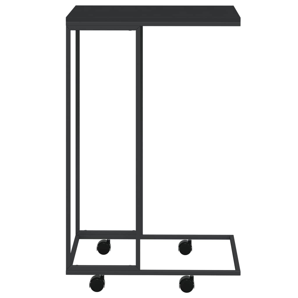 Foto 3 | Mesa Auxiliar Vidaxl En Forma De C Con Ruedas De Madera De Ingeniería Negra - Venta Internacional.
