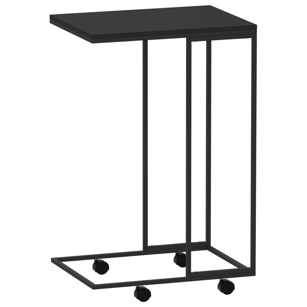 Foto 6 pulgar | Mesa Auxiliar Vidaxl En Forma De C Con Ruedas De Madera De Ingeniería Negra - Venta Internacional.