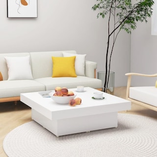 Foto 2 | Mesa De Café Vidaxl De Madera De Ingeniería Blanca 90x90x28 Cm - Venta Internacional.