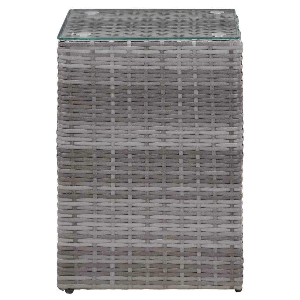 Foto 3 pulgar | Mesa Auxiliar Vidaxl De Poliratán Gris Con Tapa De Cristal Y Marco De Metal - Venta Internacional.
