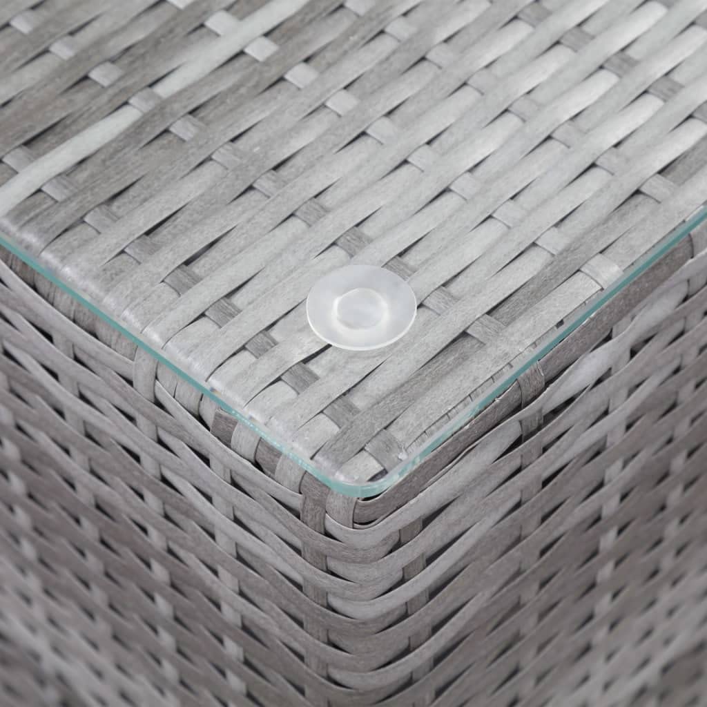 Foto 5 pulgar | Mesa Auxiliar Vidaxl De Poliratán Gris Con Tapa De Cristal Y Marco De Metal - Venta Internacional.