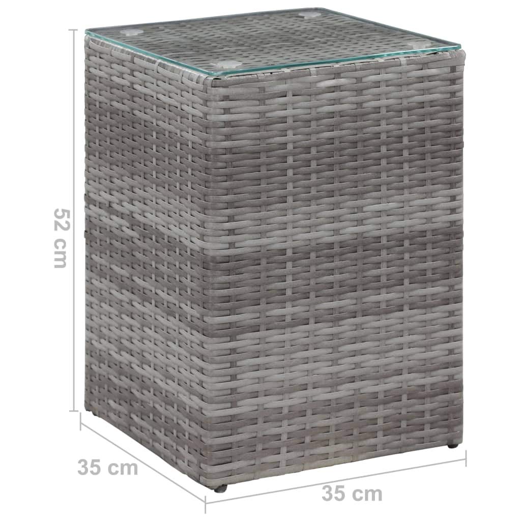 Foto 6 pulgar | Mesa Auxiliar Vidaxl De Poliratán Gris Con Tapa De Cristal Y Marco De Metal - Venta Internacional.
