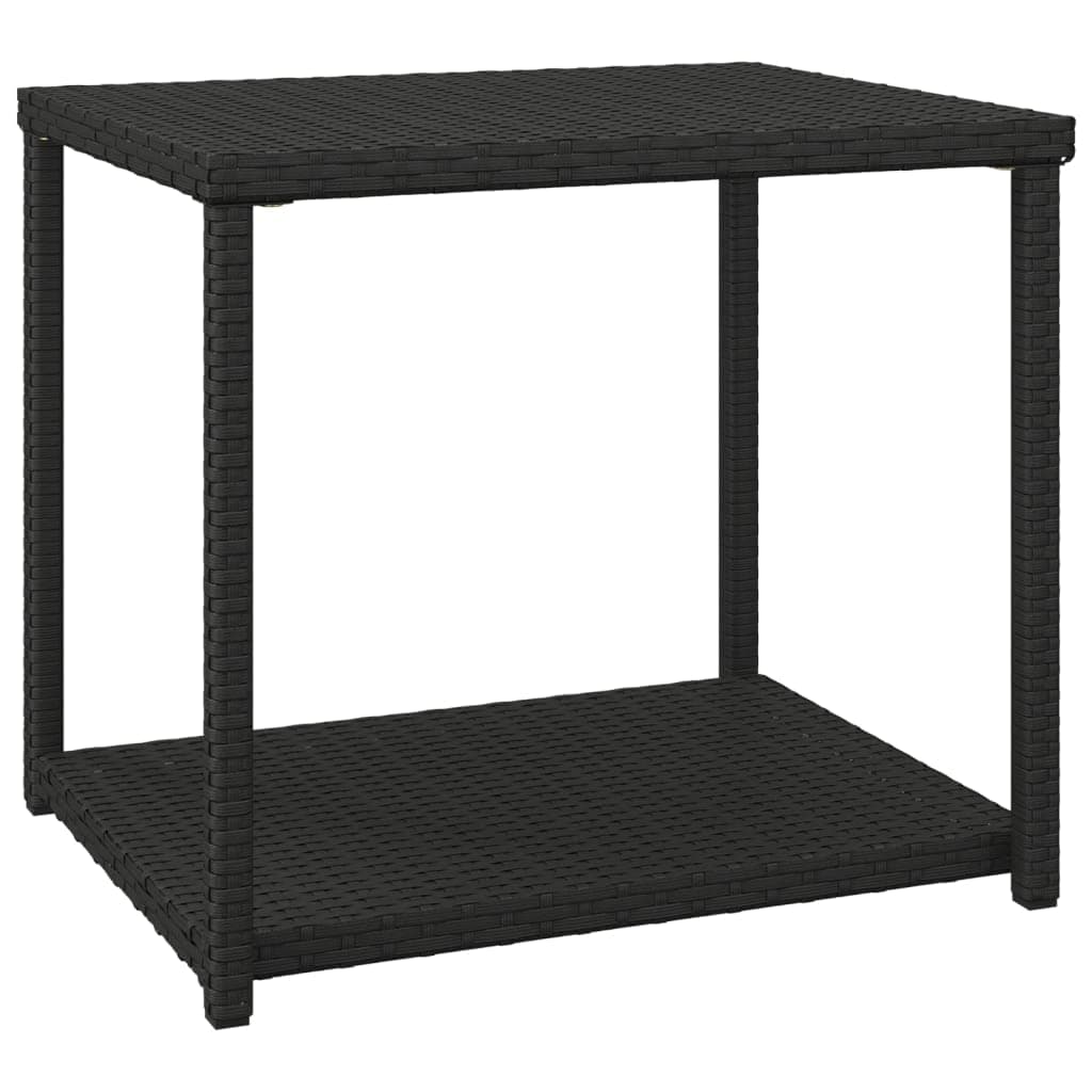 Mesa Auxiliar Vidaxl  Duradera  De Poliratán Negro  Diseño De 2 Capas - Venta Internacional. $1,933