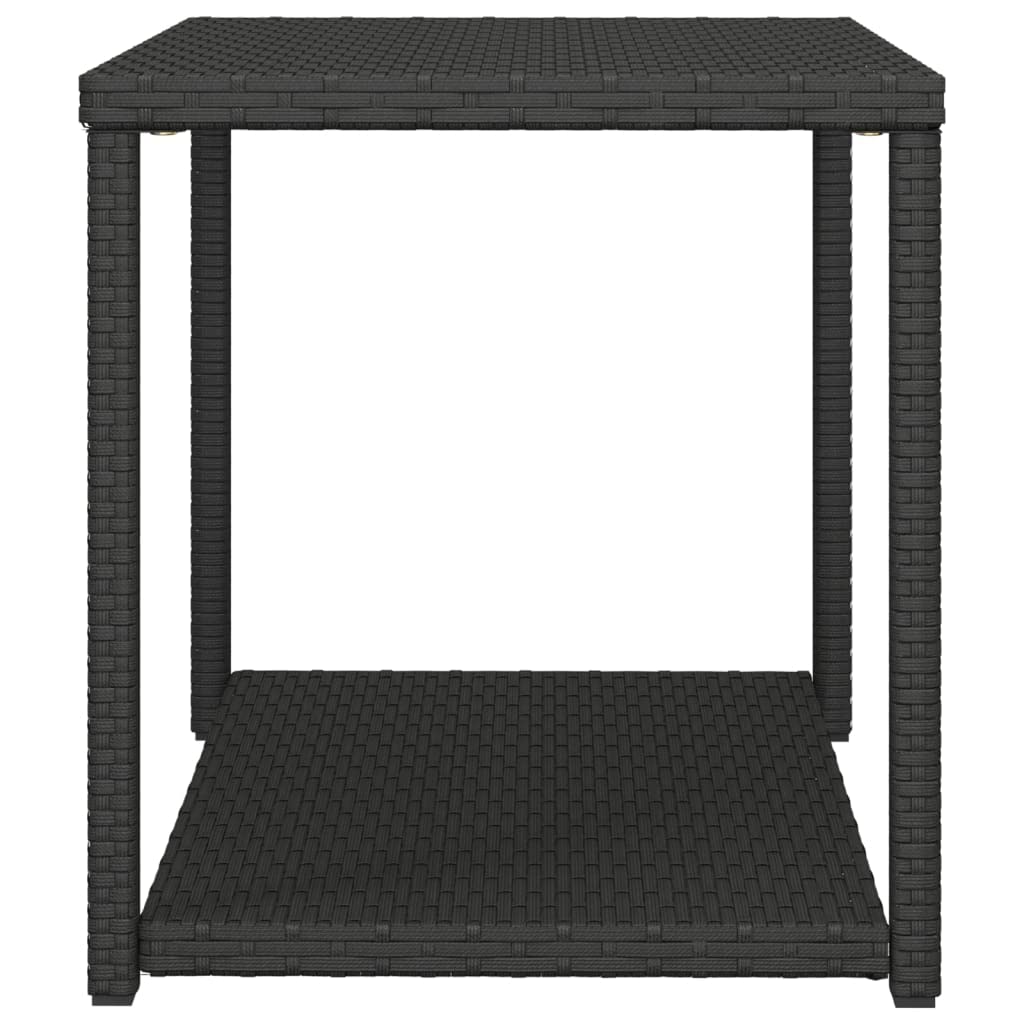 Foto 5 | Mesa Auxiliar Vidaxl  Duradera  De Poliratán Negro  Diseño De 2 Capas - Venta Internacional.