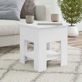 Foto 2 | Mesa De Café Vidaxl Moderna Blanca Con Estante De Almacenamiento De 40 X 40 X 42 Cm - Venta Internacional.