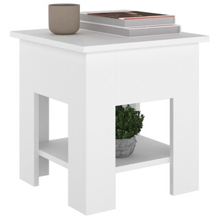 Foto 4 | Mesa De Café Vidaxl Moderna Blanca Con Estante De Almacenamiento De 40 X 40 X 42 Cm - Venta Internacional.