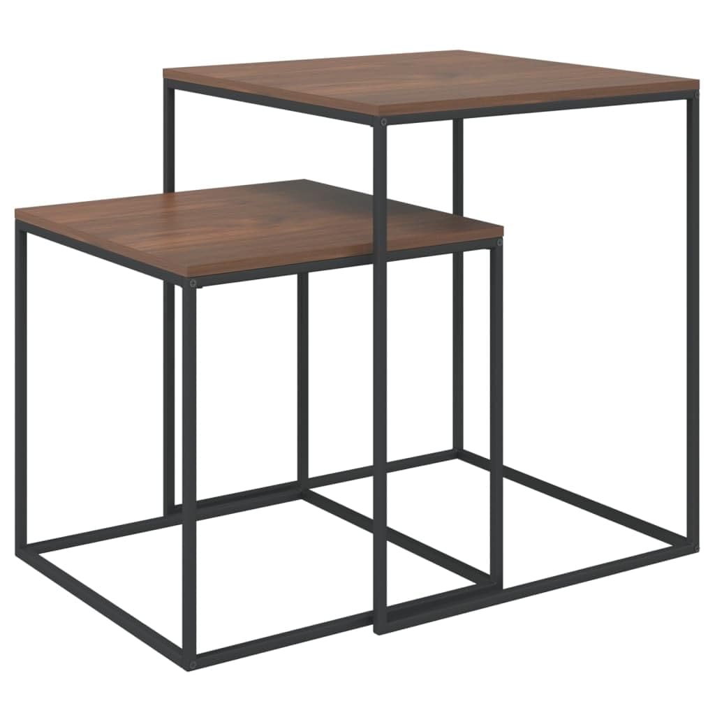 Juego De Mesa De Café Vidaxl  Madera De Ingeniería Negra Y Metal  X2 - Venta Internacional. $2,508
