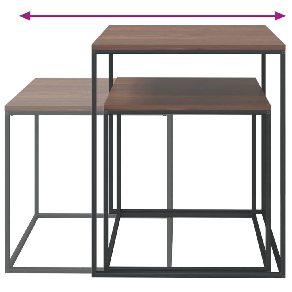 Foto 5 | Juego De Mesa De Café Vidaxl  Madera De Ingeniería Negra Y Metal  X2 - Venta Internacional.