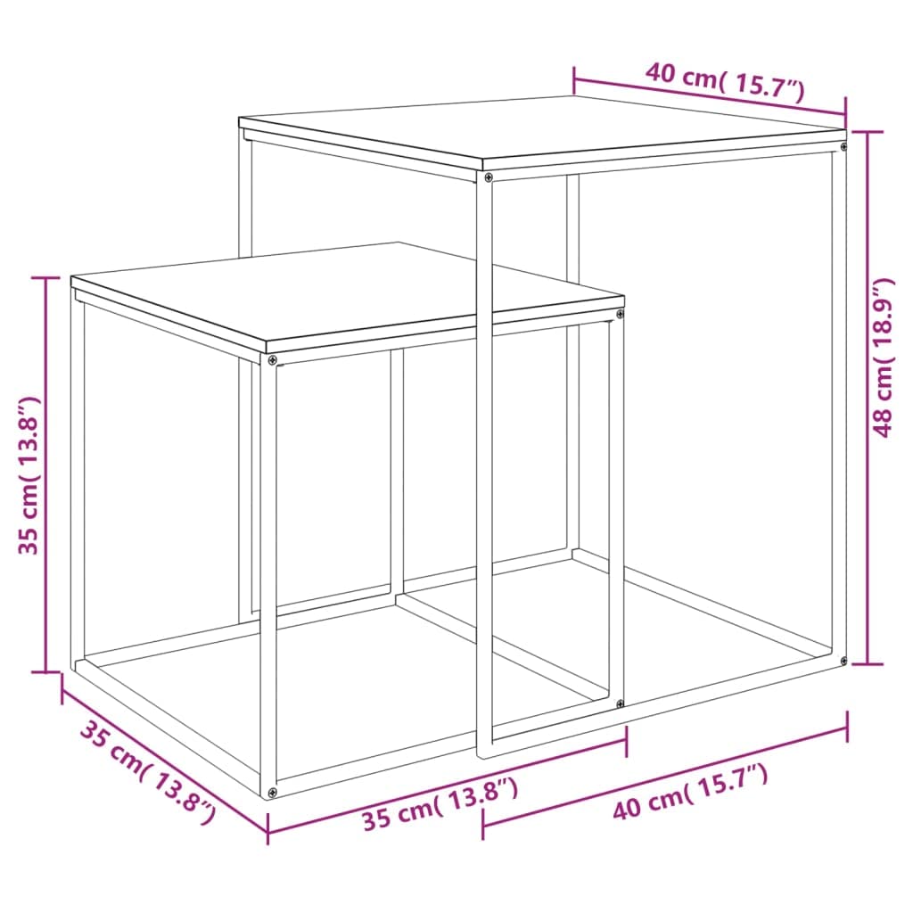 Foto 7 | Juego De Mesa De Café Vidaxl  Madera De Ingeniería Negra Y Metal  X2 - Venta Internacional.