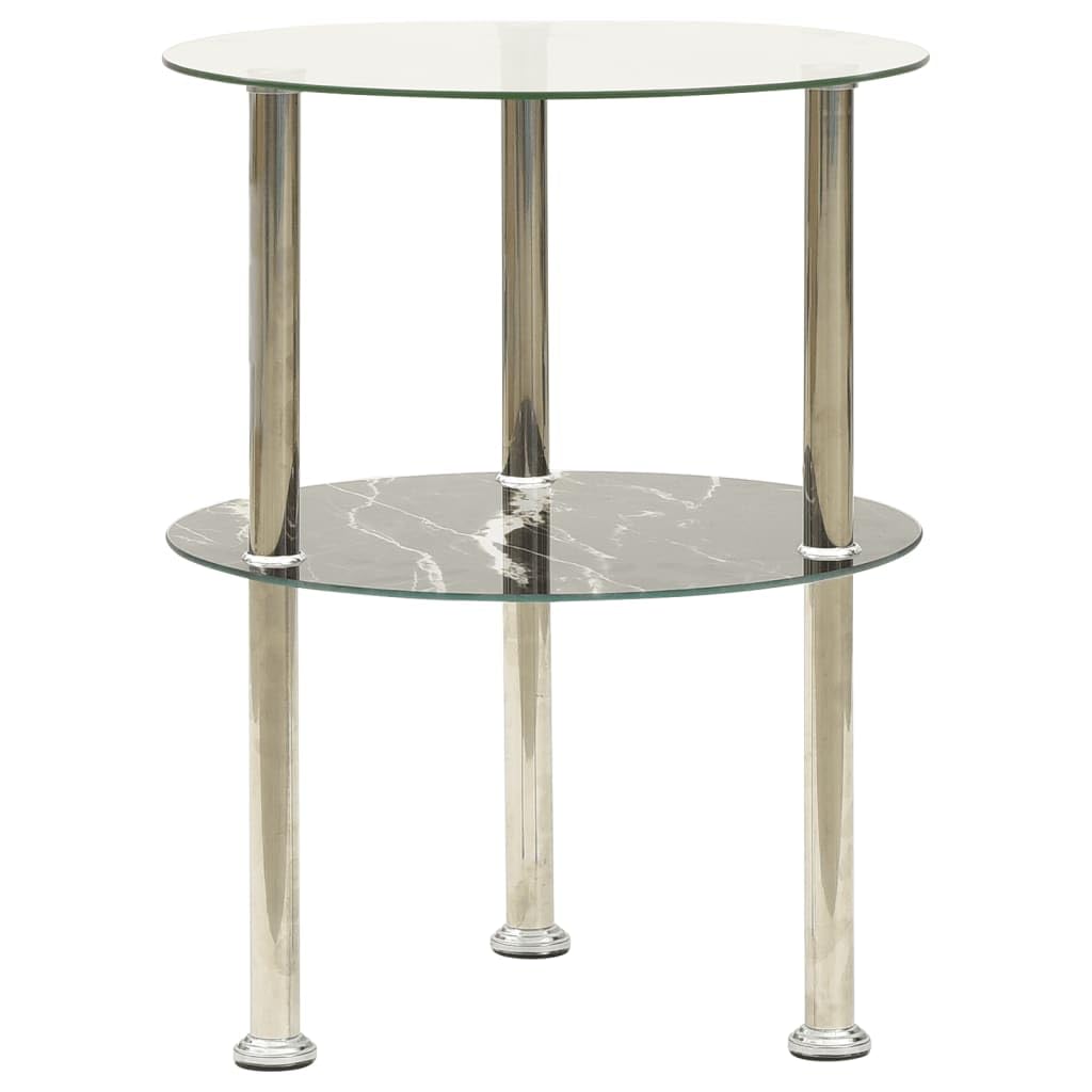 Mesa Auxiliar Vidaxl Modern De 2 Niveles  15 Cm Con Tapa De Vidrio Templado - Venta Internacional.