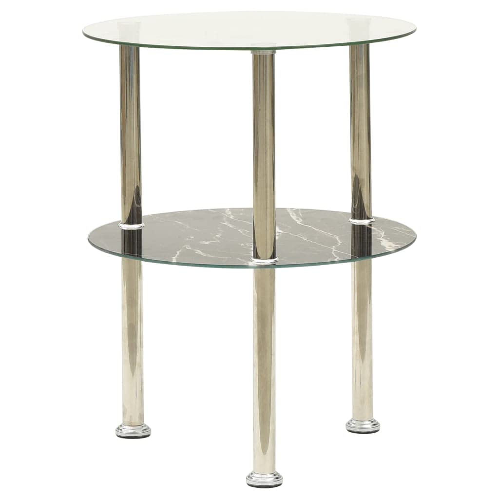 Foto 4 pulgar | Mesa Auxiliar Vidaxl Modern De 2 Niveles  15 Cm Con Tapa De Vidrio Templado - Venta Internacional.
