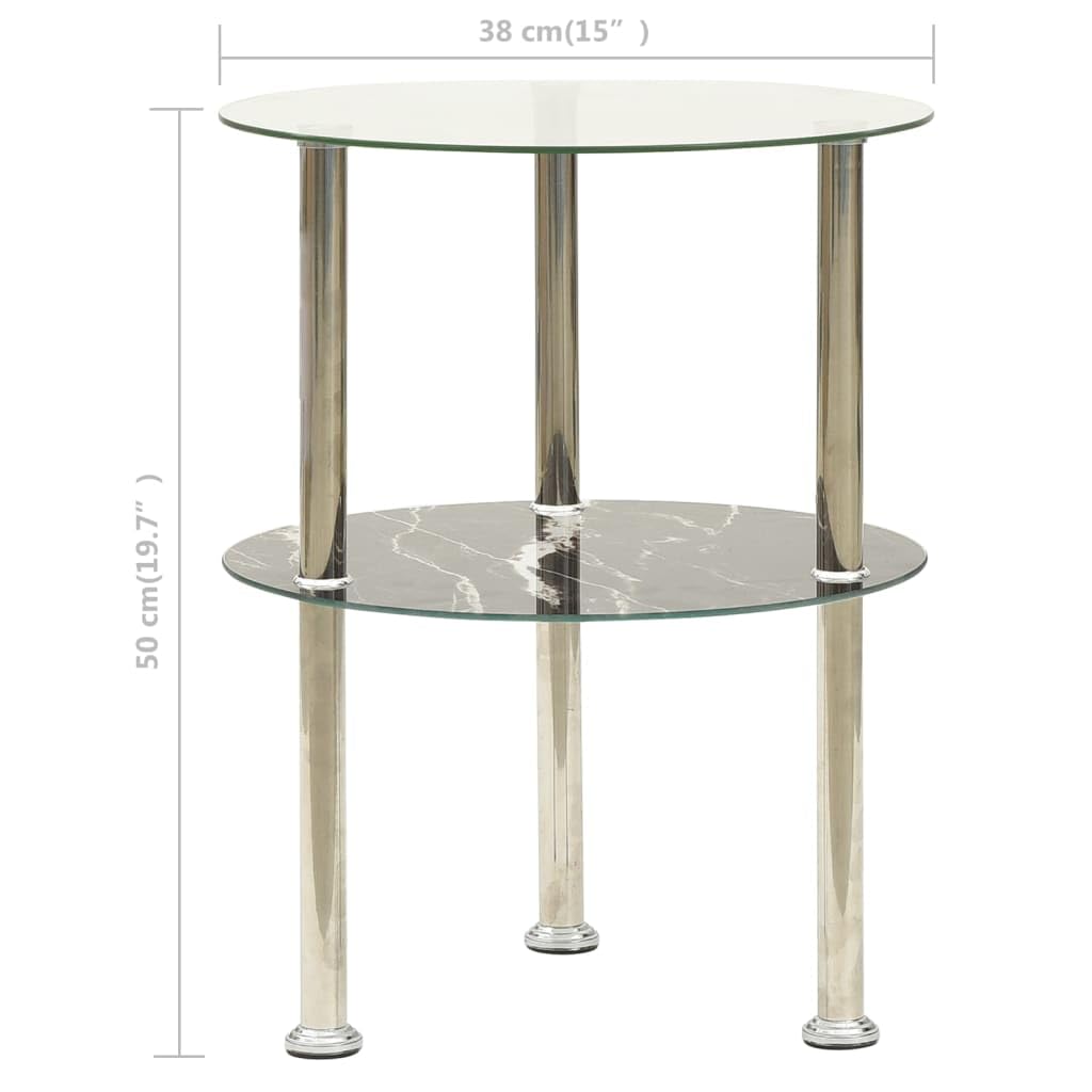 Foto 6 | Mesa Auxiliar Vidaxl Modern De 2 Niveles  15 Cm Con Tapa De Vidrio Templado - Venta Internacional.