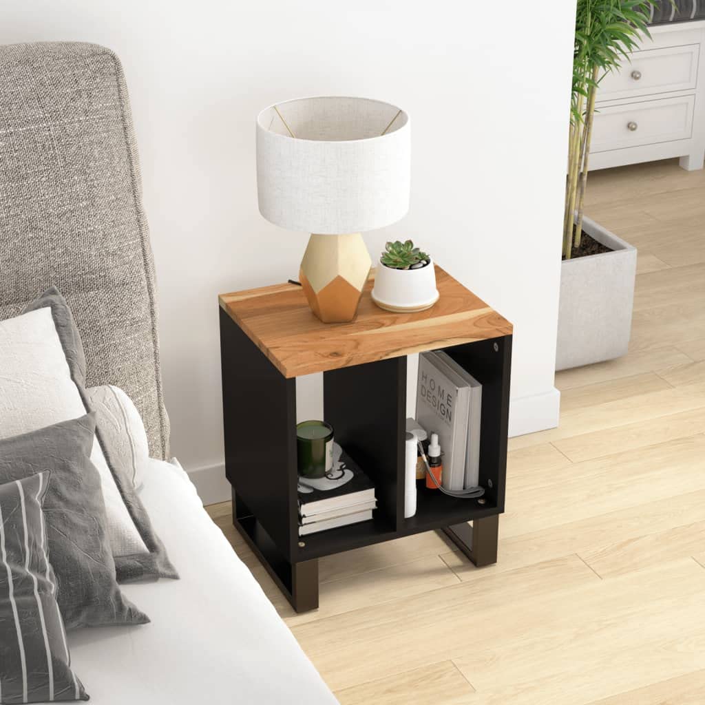 Foto 3 pulgar | Mesa Auxiliar Vidaxl De Madera Maciza De Acacia Con Almacenamiento De 40 X 31 X 46 Cm - Venta Internacional.