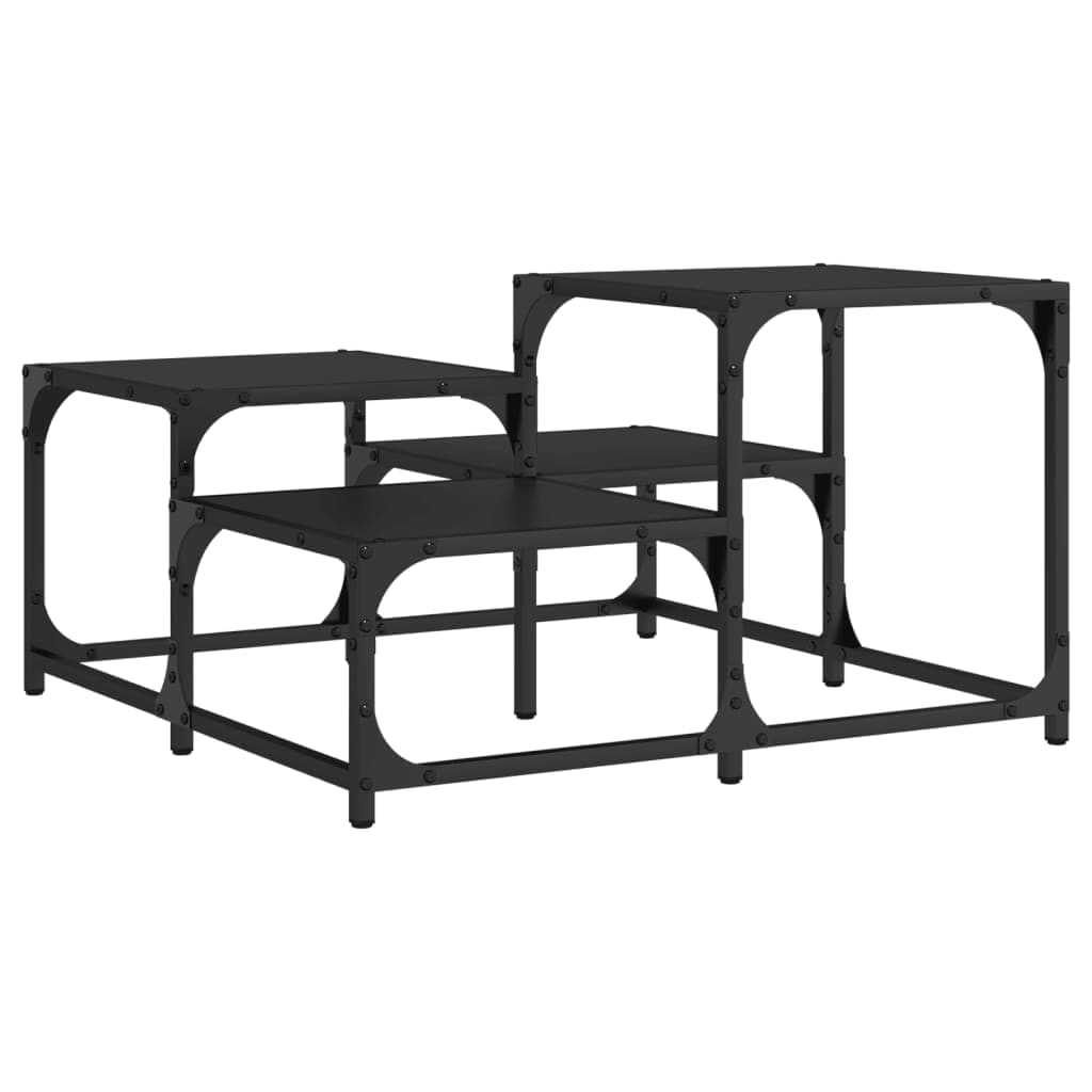 Mesa De Café Vidaxl Cuadrada De Madera De Ingeniería Negra Con Marco De Metal - Venta Internacional. $2,895