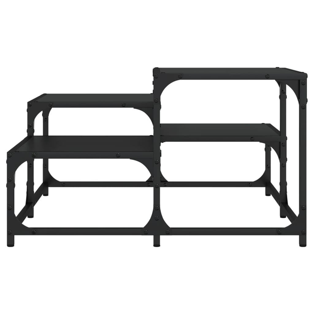 Foto 4 | Mesa De Café Vidaxl Cuadrada De Madera De Ingeniería Negra Con Marco De Metal - Venta Internacional.
