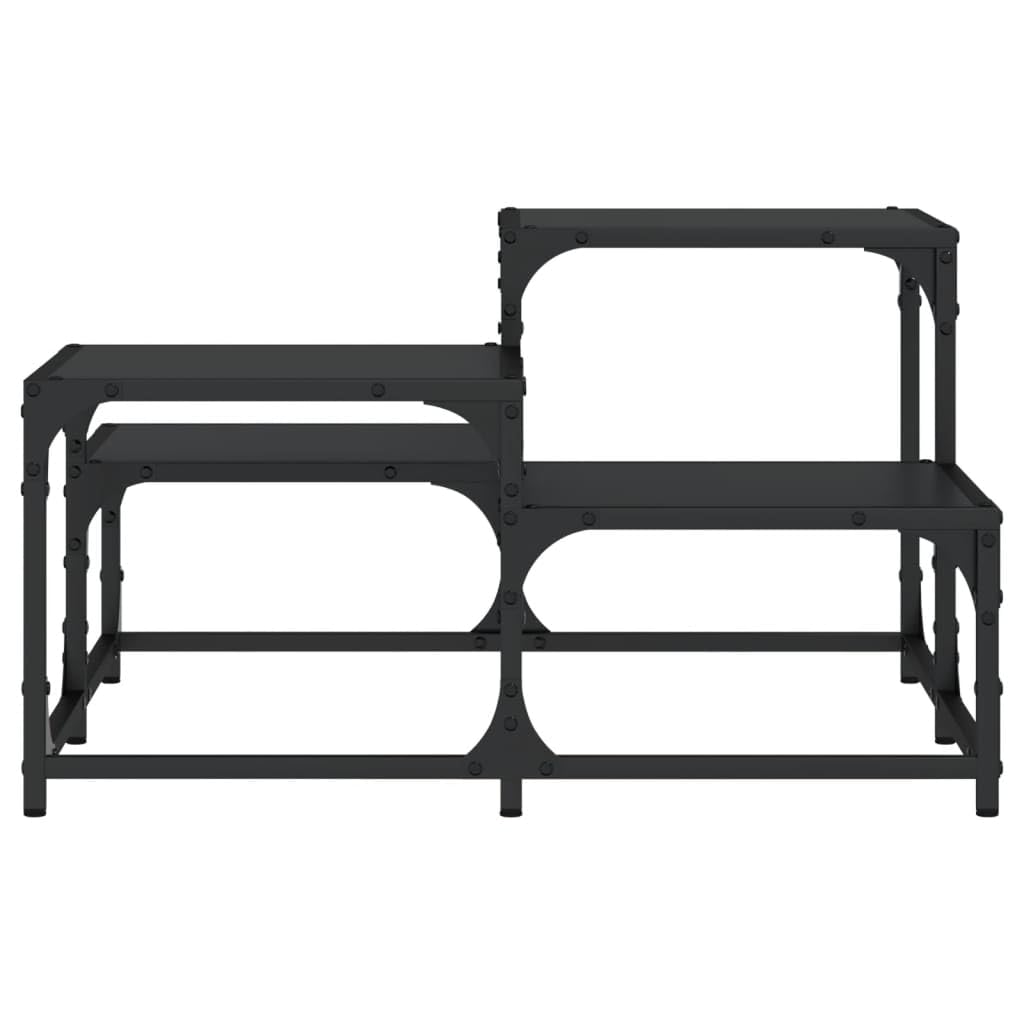 Foto 5 | Mesa De Café Vidaxl Cuadrada De Madera De Ingeniería Negra Con Marco De Metal - Venta Internacional.