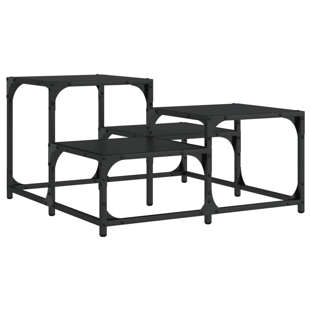 Foto 6 | Mesa De Café Vidaxl Cuadrada De Madera De Ingeniería Negra Con Marco De Metal - Venta Internacional.