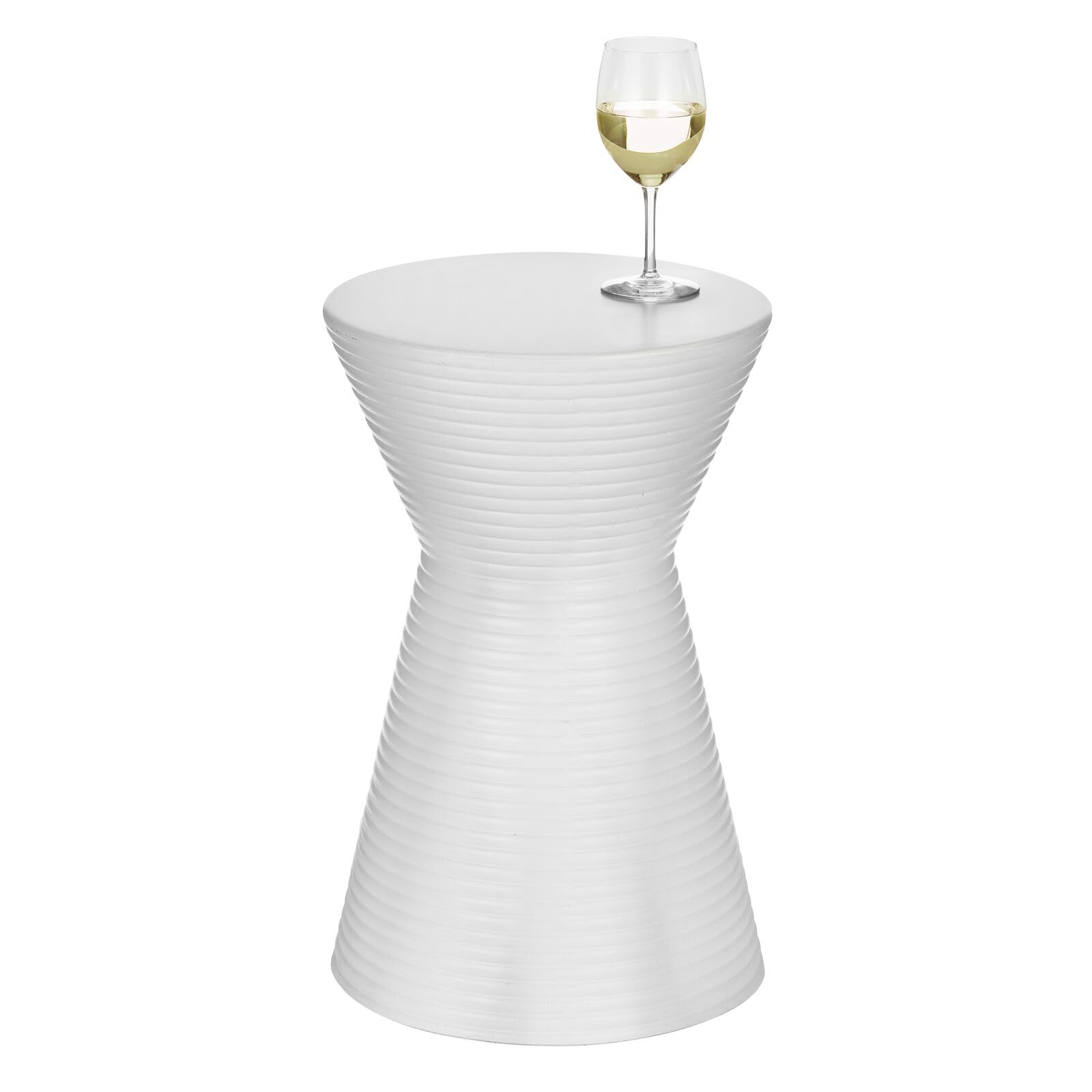 Mesa Auxiliar Mdesign Redonda Con Forma De Reloj De Arena  Hormigón Blanco  56 Cm - Venta Internacional.