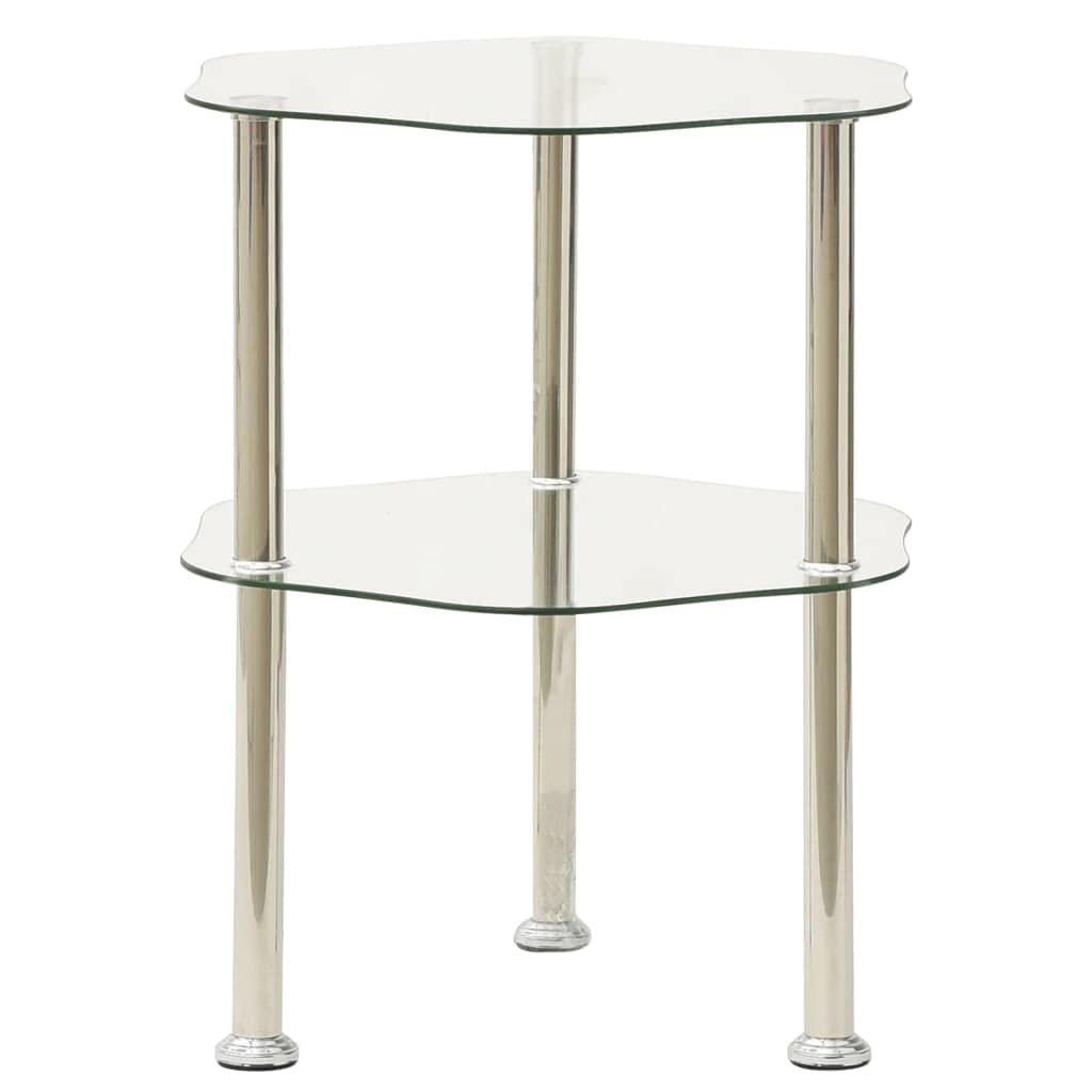 Mesa Auxiliar Vidaxl De Vidrio Templado Transparente De 2 Niveles  38 X 38 X 50 Cm - Venta Internacional.