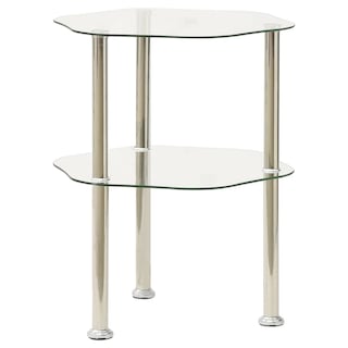 Foto 3 | Mesa Auxiliar Vidaxl De Vidrio Templado Transparente De 2 Niveles 38 X 38 X 50 Cm - Venta Internacional.