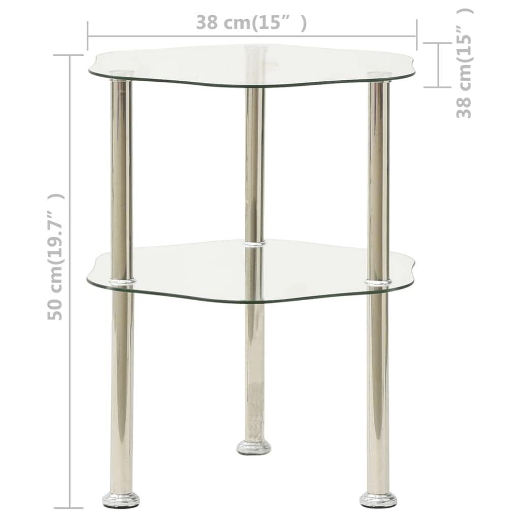 Foto 7 pulgar | Mesa Auxiliar Vidaxl De Vidrio Templado Transparente De 2 Niveles  38 X 38 X 50 Cm - Venta Internacional.