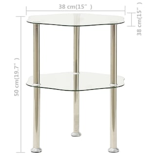 Foto 6 | Mesa Auxiliar Vidaxl De Vidrio Templado Transparente De 2 Niveles 38 X 38 X 50 Cm - Venta Internacional.