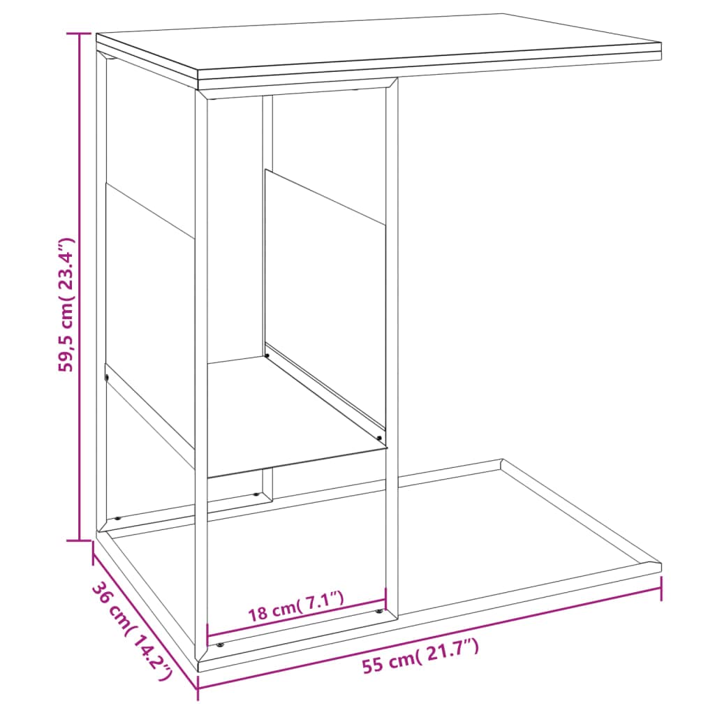 Foto 7 pulgar | Mesa Auxiliar Vidaxl Con Estructura De Hierro Y Madera Diseñada Con Almacenamiento - Venta Internacional.