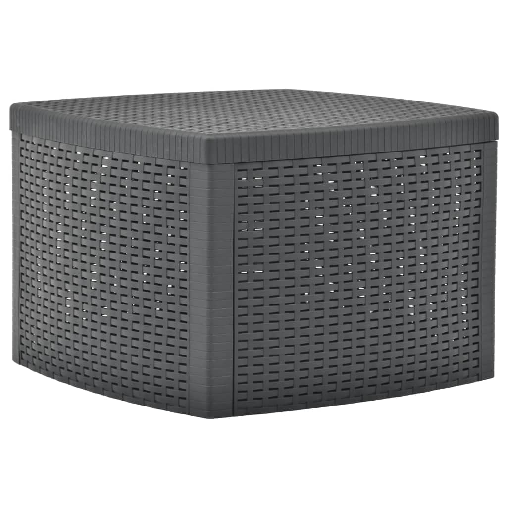 Mesa Auxiliar Vidaxl De Plástico Antracita Con Aspecto De Ratán Con Almacenamiento - Venta Internacional.