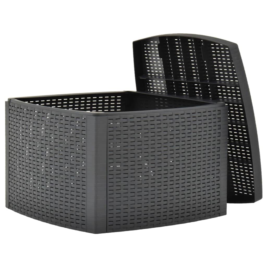 Foto 4 pulgar | Mesa Auxiliar Vidaxl De Plástico Antracita Con Aspecto De Ratán Con Almacenamiento - Venta Internacional.