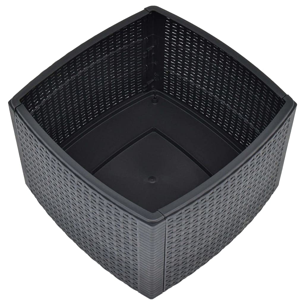 Foto 4 | Mesa Auxiliar Vidaxl De Plástico Antracita Con Aspecto De Ratán Con Almacenamiento - Venta Internacional.