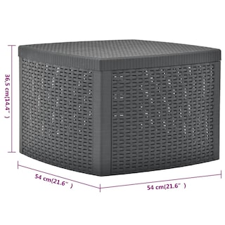 Foto 6 | Mesa Auxiliar Vidaxl De Plástico Antracita Con Aspecto De Ratán Con Almacenamiento - Venta Internacional.